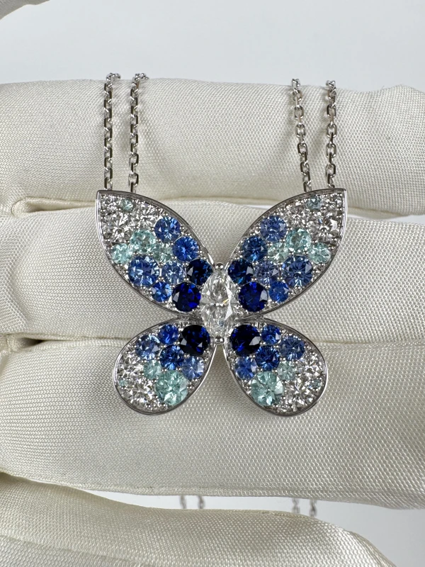 Graff Butterfly Sapphire, Tourmaline and Diamond Pendant RGP870 7