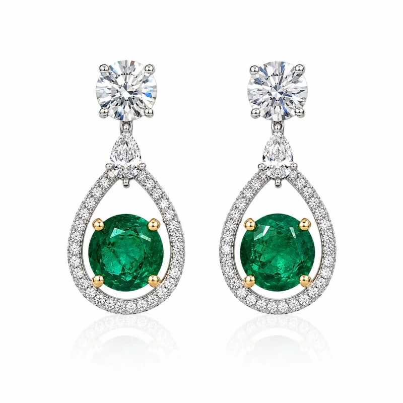 No name EMERALD 3.29 - 4.14 CT VIVID GREEN - GREEN EARRINGS (NOT HEATED) GRS EM4.14-3.29 1