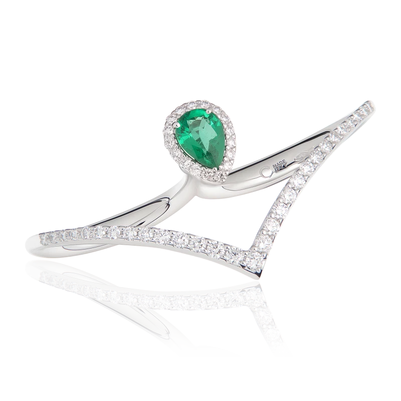 PEAR EMERALD DOUBLE RING (SIZE 52-56)