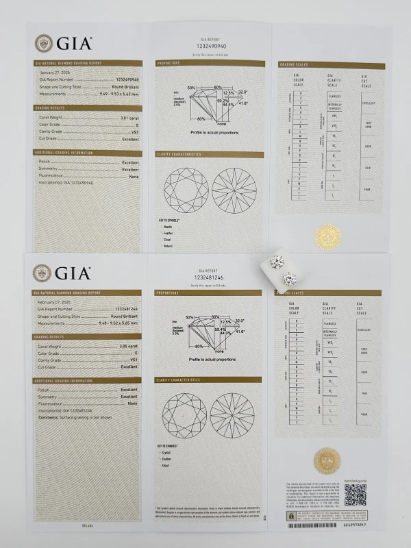 СЕРЬГИ NO NAME СЕРЬГИ С БРИЛЛИАНТАМИ 3.01 - 3.05 E/VS1 (GIA) 3.01-3.05 E/VS1 (GIA) 4