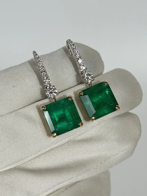 СЕРЬГИ NO NAME СЕРЬГИ С ИЗУМРУДАМИ 7.88-8.14CT GRS (COLOMBIA, VIVID GREEN) 7.88-8.14 Vivid Green 4