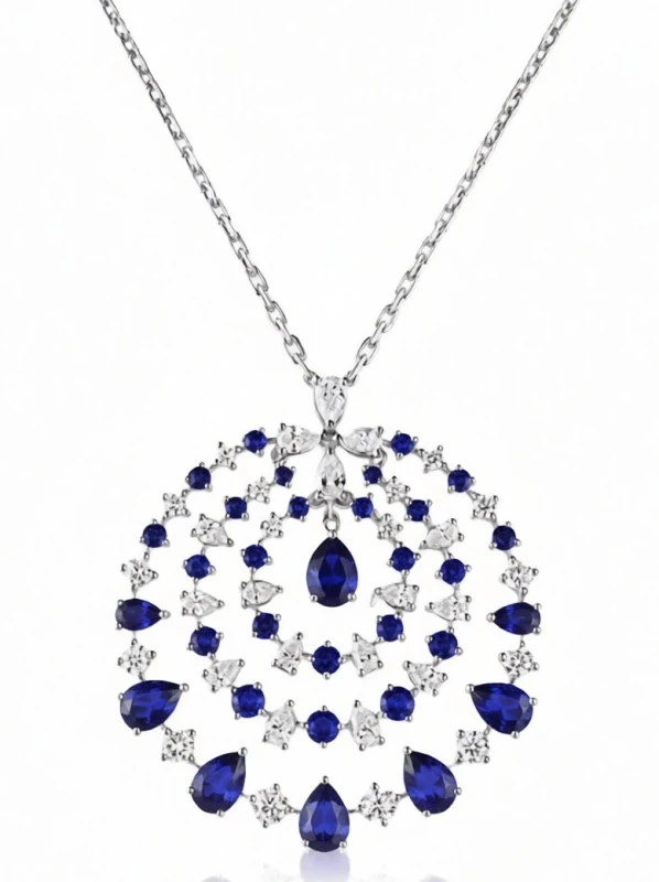 SAPPHIRE 2.13 CT & DIAMOND 2.12 CT NECKLACE
