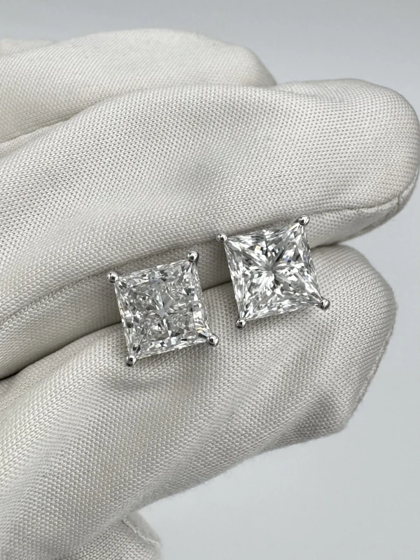 Earrings without a brand SQUARE MODIFIED BRILLIANT 3.01-3.02 CT F/VS1 EARRINGS (GIA) nn3.01-3.02 F/VS1 2