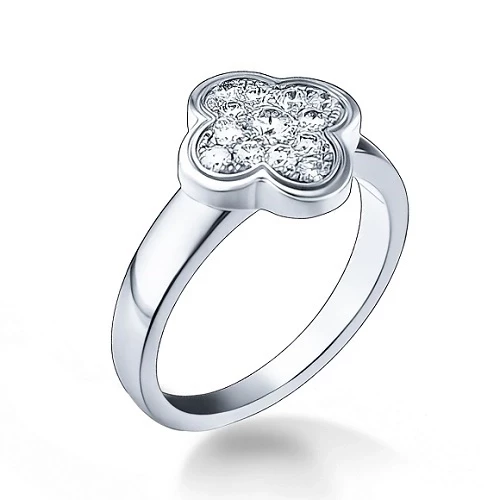 DIAMOND PURE ALHAMBRA RING. SMALL MODEL