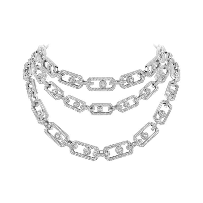 SO MOVE NECKLACE 3 ROWS WHITH DIAMONDS