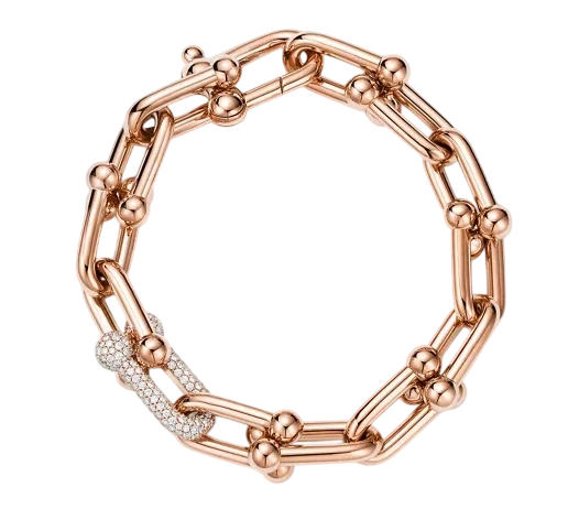 Tiffany HardWear Large Link Bracelet in Rose Gold with Diamonds