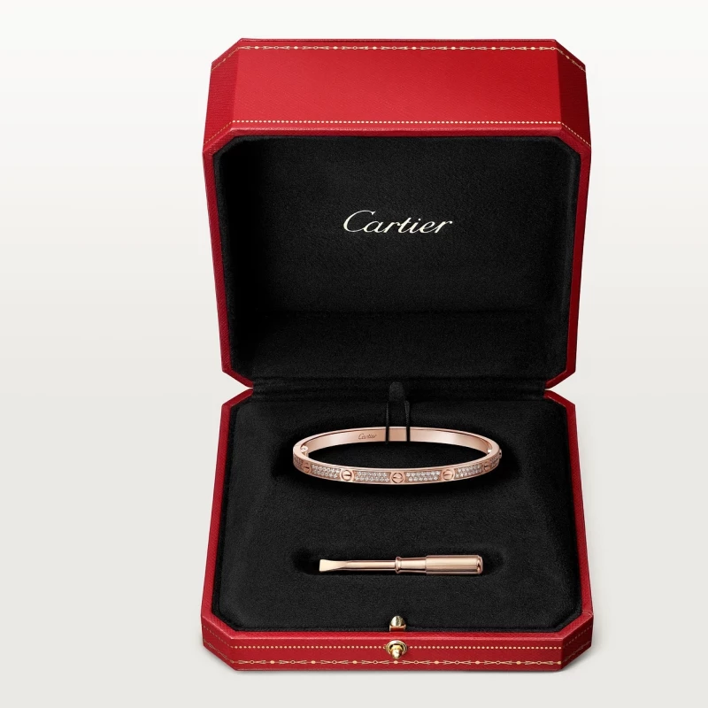 Cartier LOVE BRACELET, SMALL MODEL, PINK GOLD, DIAMONDS (SIZE 18) N6710718 4