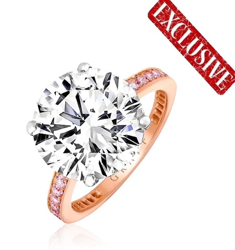 FLAME PLATINUM & ROSE GOLD DIAMOND RING 6.10 CT D/VS1 (SIZE 48)