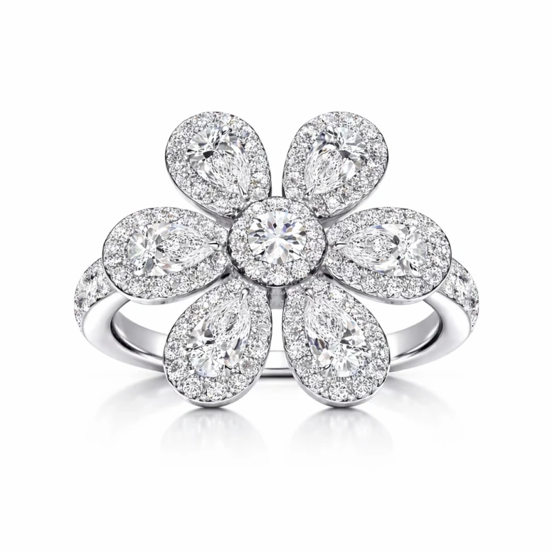 DIAMOND FLOWER RING (SIZE 52)