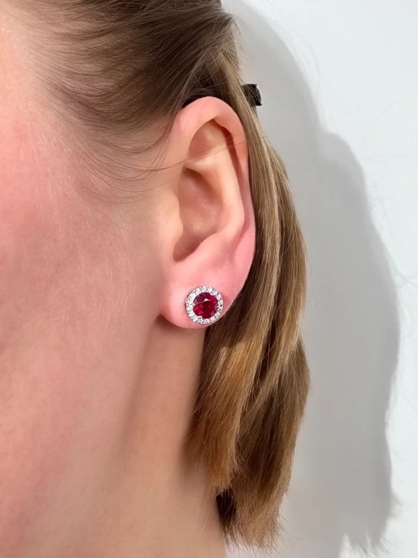 DeRosa Ruby 2.40 ct Pigeon Blood and Diamond Earrings (GUILD) E439240 2