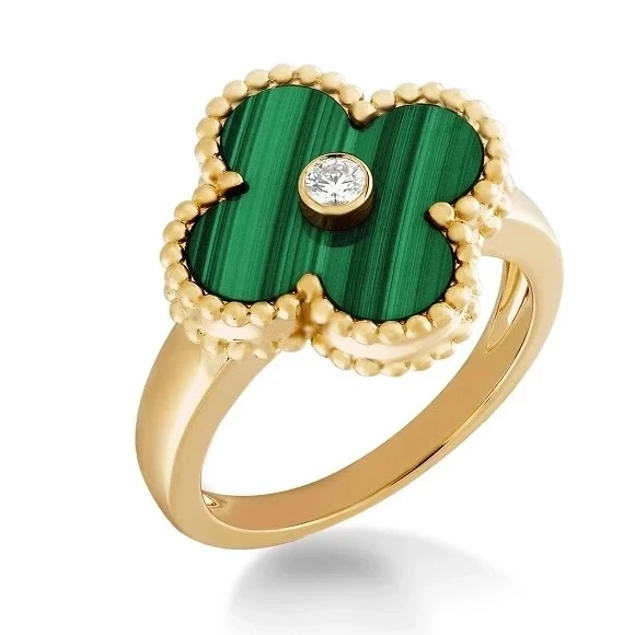 VINTAGE ALHAMBRA RING, MALACHITE (SIZE 53)