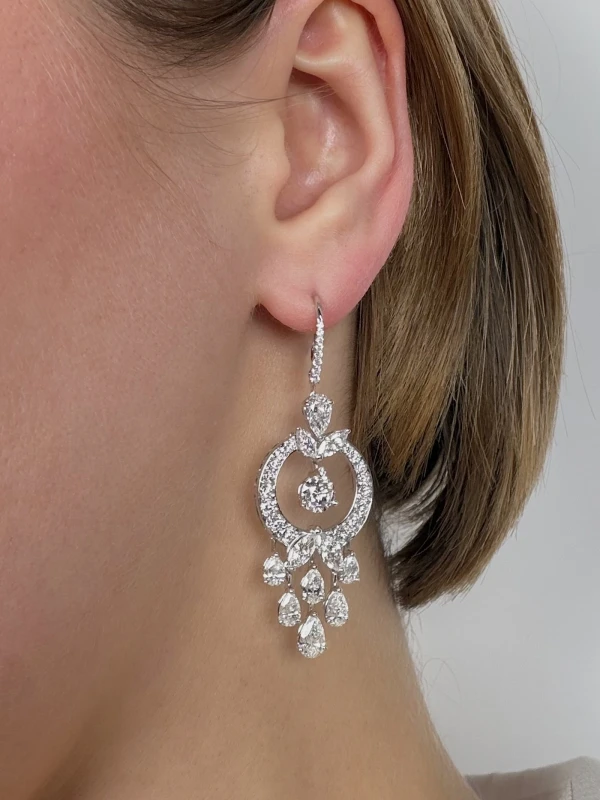 Graff Marquise and Round Diamond Pave 8.48 ct Circle Earrings on Swan Hooks GE8.48CT 2