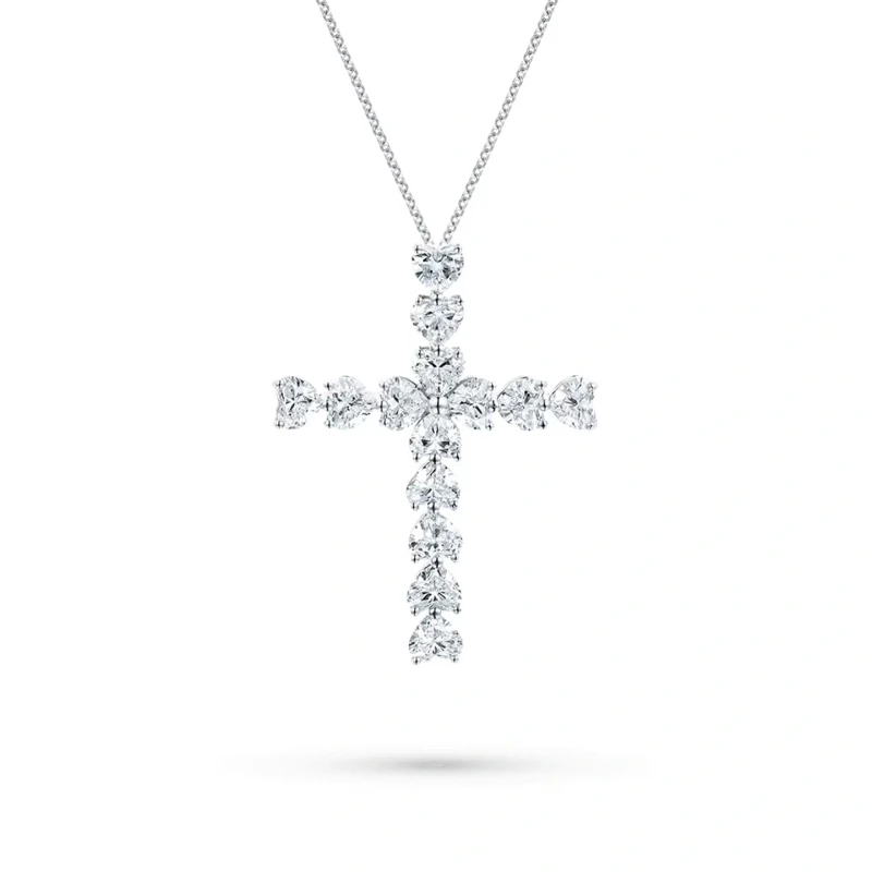 HEART DIAMOND CROSS 6.07 CT PENDANT