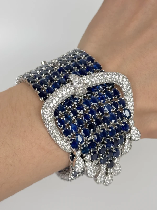 Earrings without a brand OVAL SAPPHIRE 164.99 CT & ROUND DIAMONDS 9.45 CT BRACELET nn16499 5