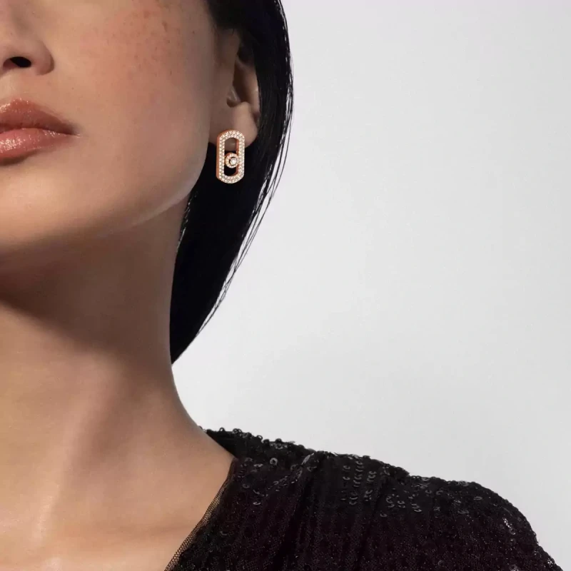 Messika So Move pavé earrings Pink Gold Diamond Earrings 12931-PG 2