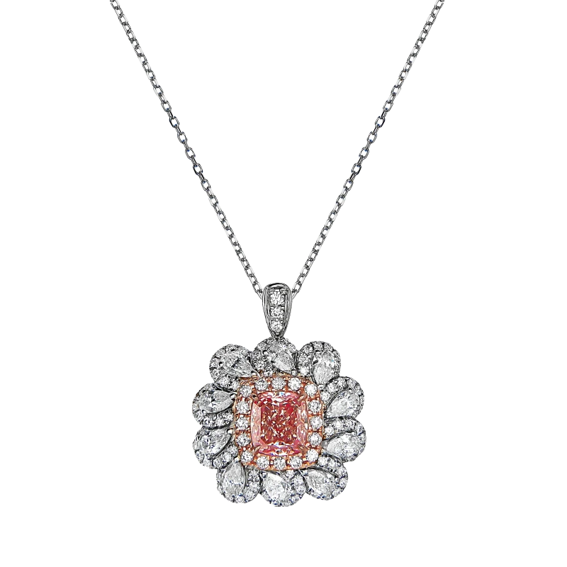 CUSHION DIAMOND 1.02 CT FANCY LIGHT PINKISH BROWN PENDANT (GIA)