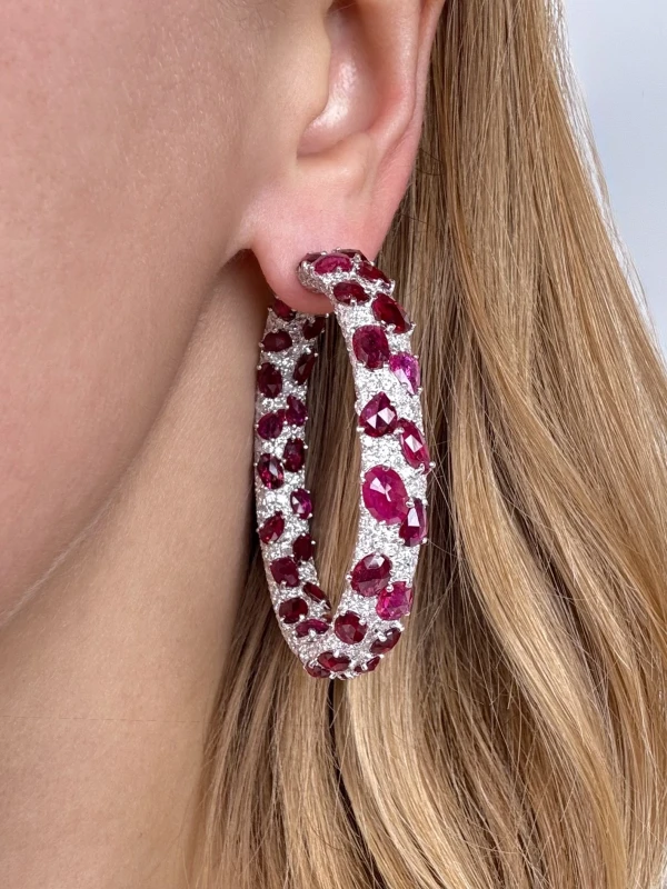 RalfDiamonds RUBY&DIAMOND HOOP EARRINGS RFD32CT 2