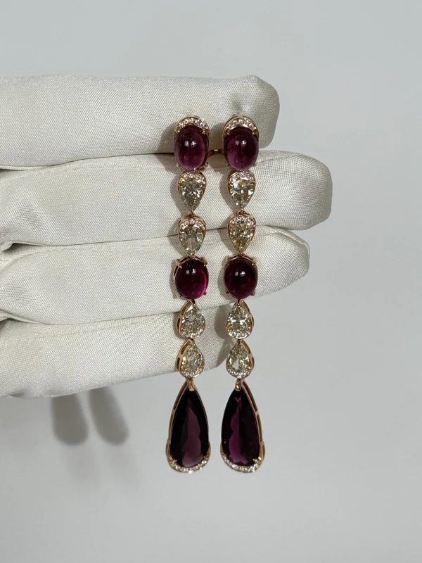 YANUSH GIOIELLI СЕРЬГИ С ТУРМАЛИНОМ И БРИЛЛИАНТАМИ YE50345PTUP 3