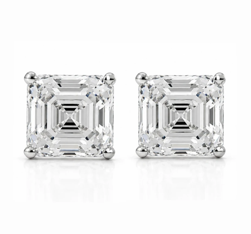 ASSCHER DIAMOND 2.01-2.01 CT H/VS2 EARRINGS (GIA) EXEX