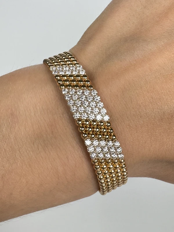 Van Cleef & Arpels Perlée diamonds bracelet, 5 rows, medium model (SIZE S) VCARPFYF00 6