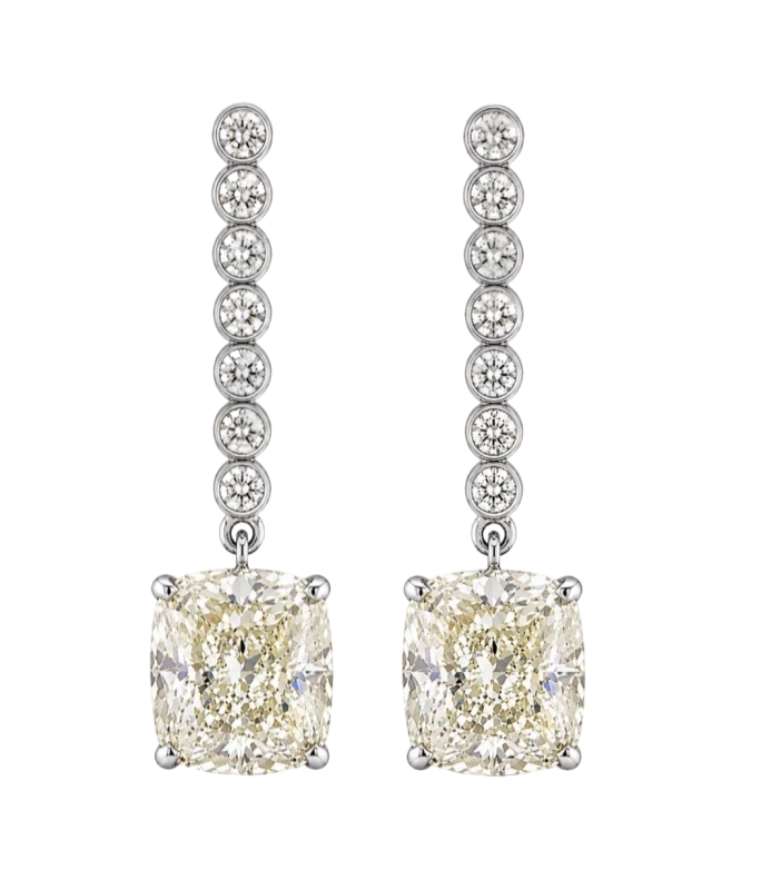 Cushion Diamond 2.04 - 2.03 ct L/VVS1-SI1 Earrings (GIA)