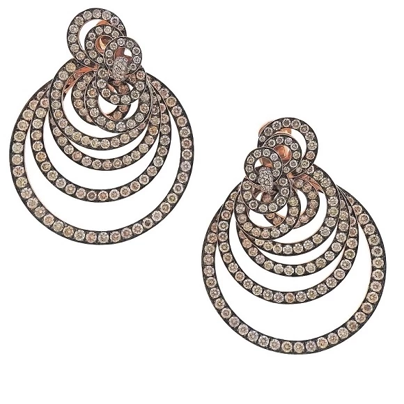 GYPSY 22.00 CT CHAMPAGNE DIAMOND ROSE GOLD EARRINGS